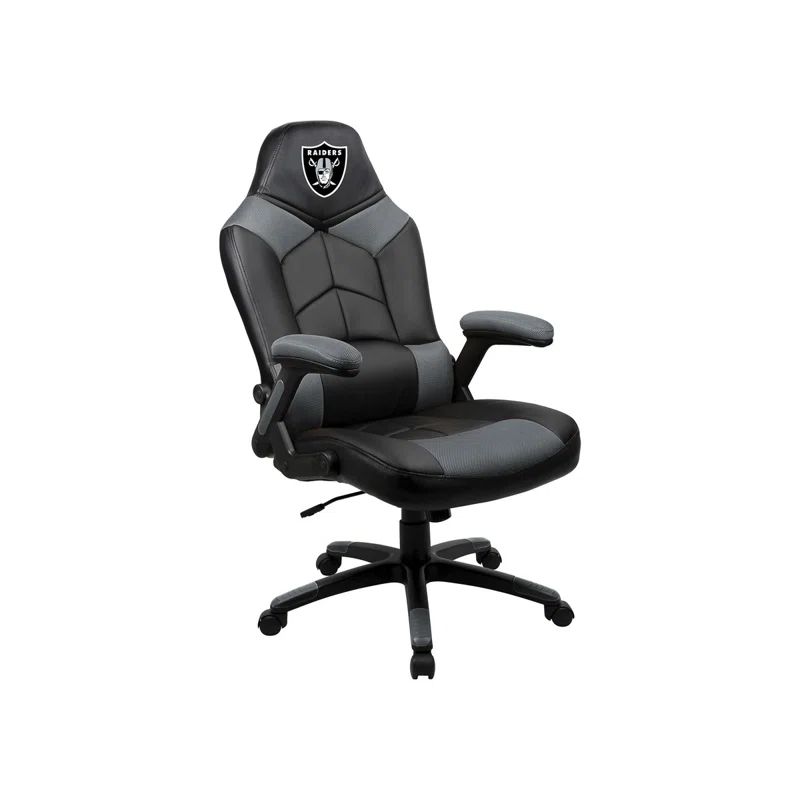 Black and Gray Faux Leather Oversized Gaming Chair with High-Back