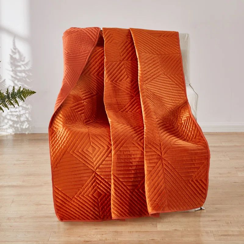 Spice Velvet Quilted Reversible Throw Pillow