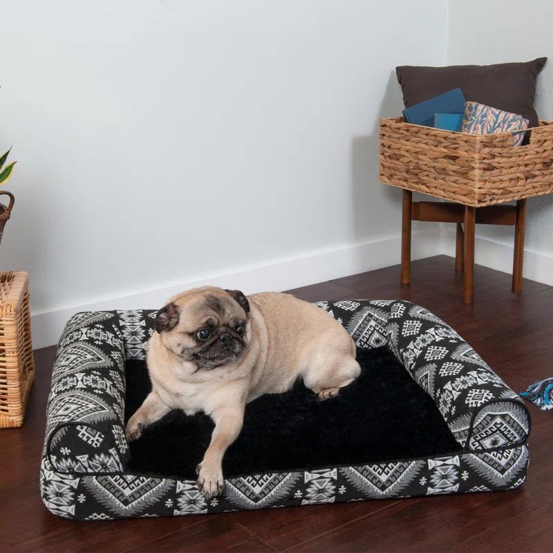 Medium Black Medallion Orthopedic Foam Outdoor Pet Bed