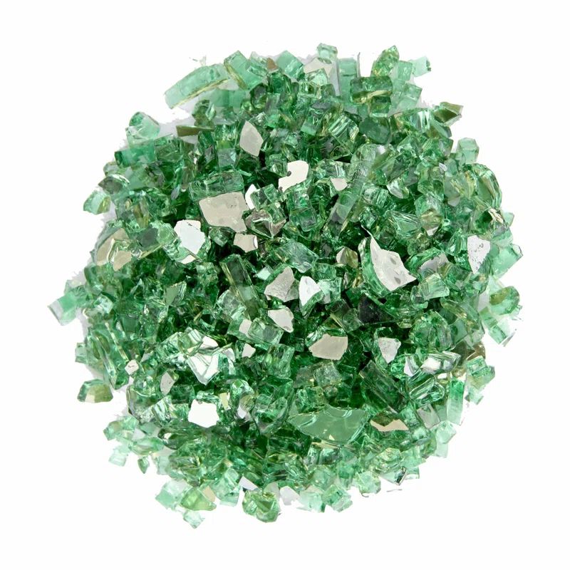 Green Reflective Fire Glass for Outdoor Fire Pits, 20 lbs