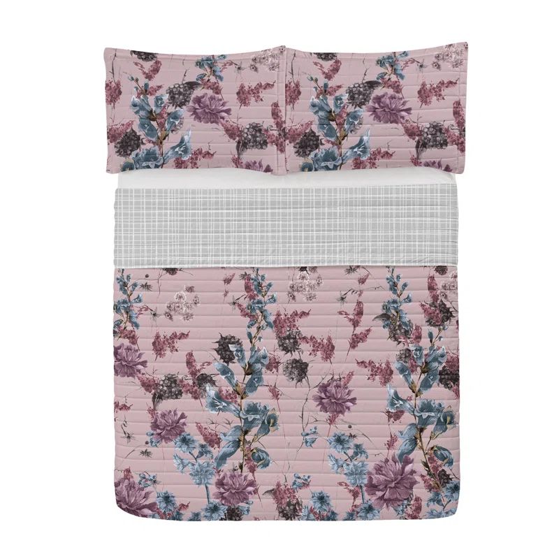 Ambesonne Microfiber Reversible 3 Piece Coverlet/Bedspread Set