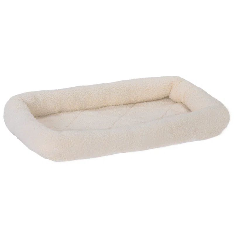 Cream Sherpa Fleece Bolster Crate Pad for Extra Small Pets