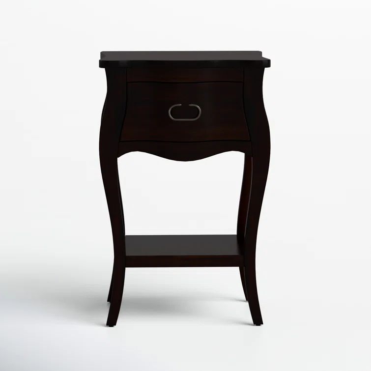 Rochelle Curvy Mahogany Veneer Nightstand with Shelf