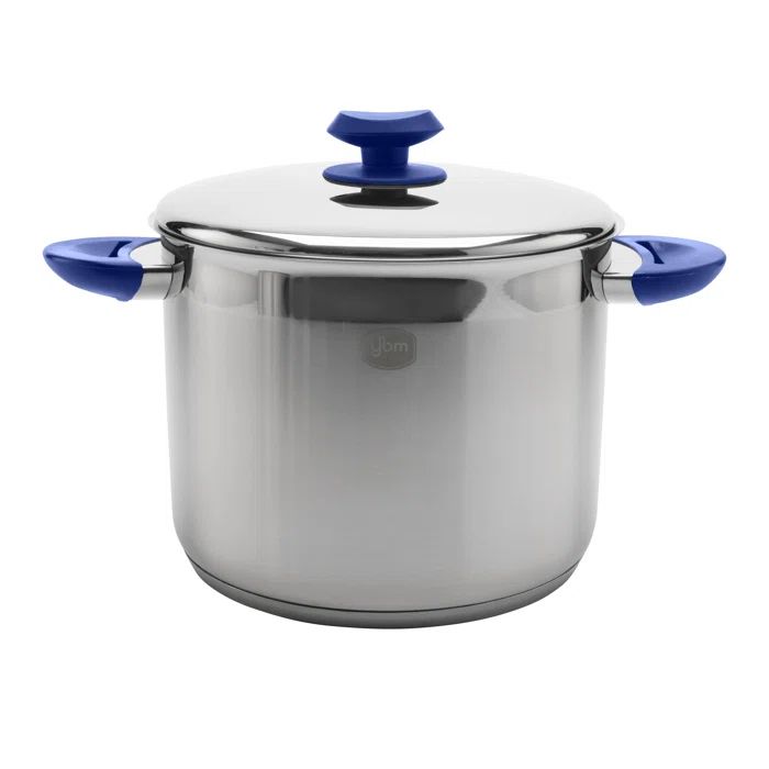 7 Quart Blue Stainless Steel Stockpot with Lid