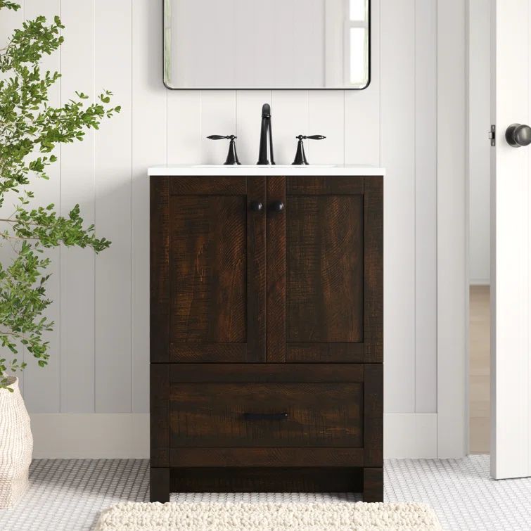 Expresso 24'' Single Bathroom Vanity with Ivory White Marble Top