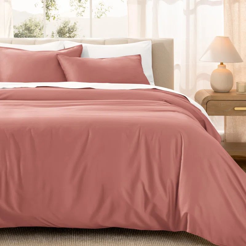 Dusty Rose Organic Cotton Sateen King/California King Duvet Cover Set
