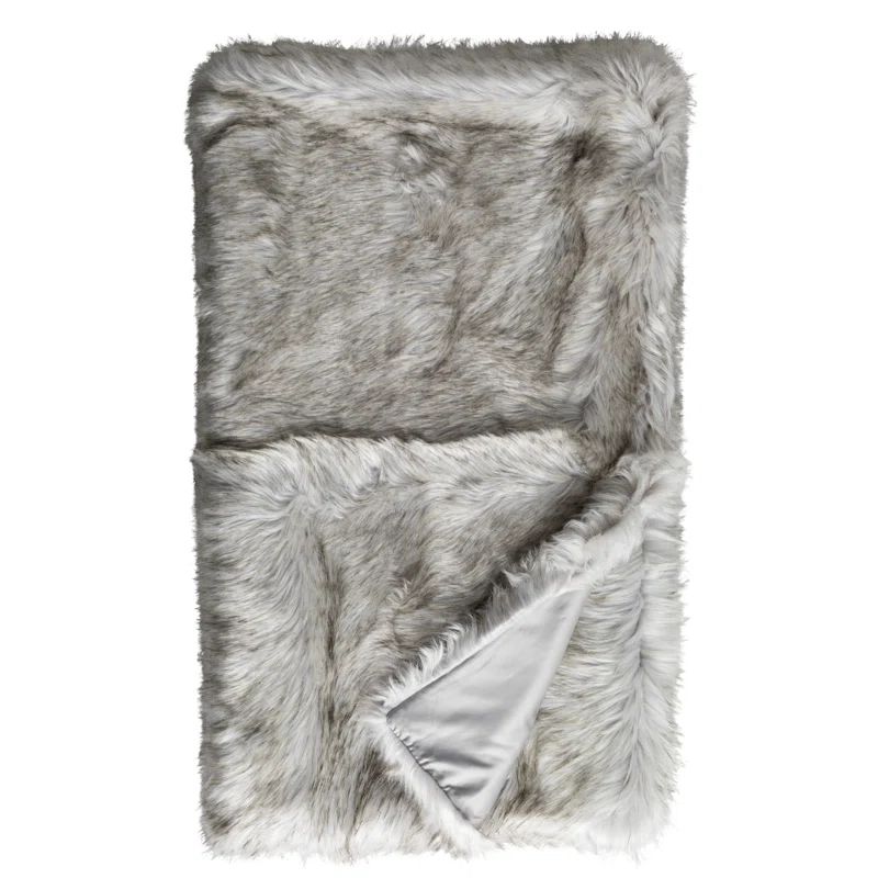 Luxurious Silver Faux Fur Throw Blanket 42" x 98"