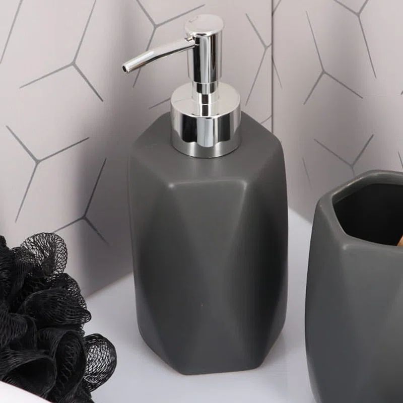 Gray Stoneware Diamond Shape Hand Soap Dispenser