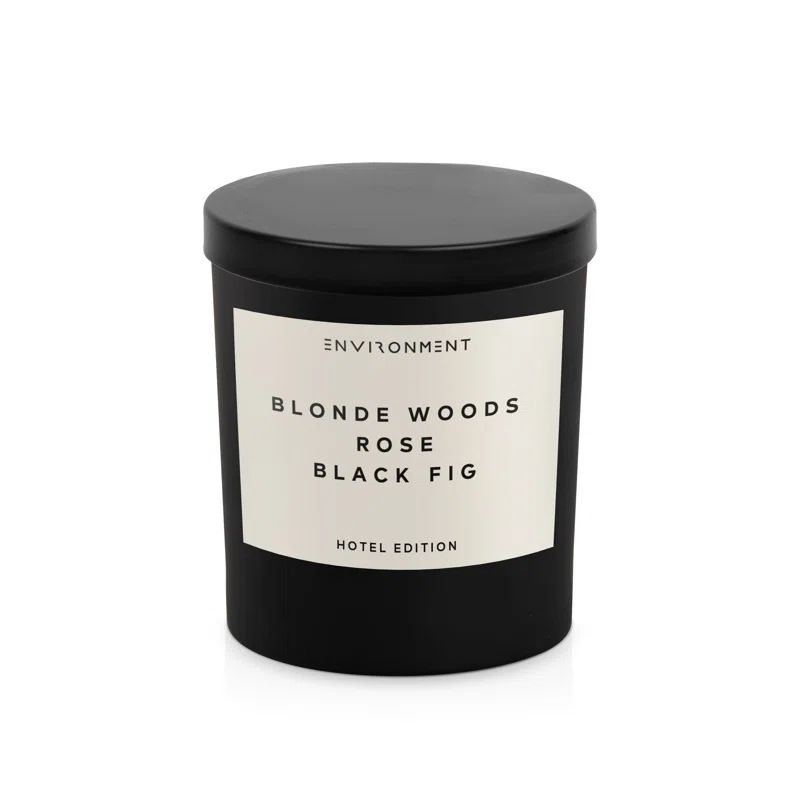 8oz Black Soy Candle with Blonde Woods and Rose