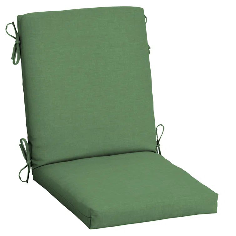 Moss Green Polyester Outdoor Highback Dining Chair Cushion