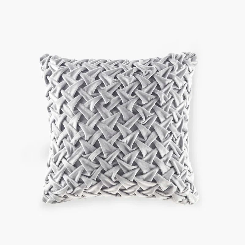 Luxurious Silver Velvet Square Throw Pillow with Feather Fill