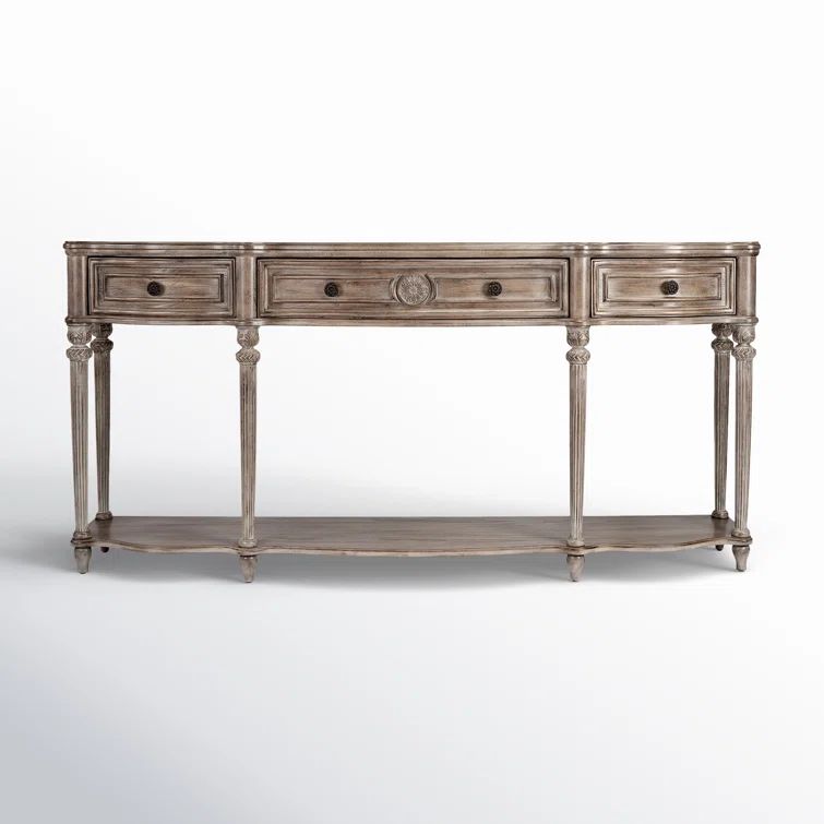 Peyton Driftwood Elegance Console Table with Acanthus Leaf Detail