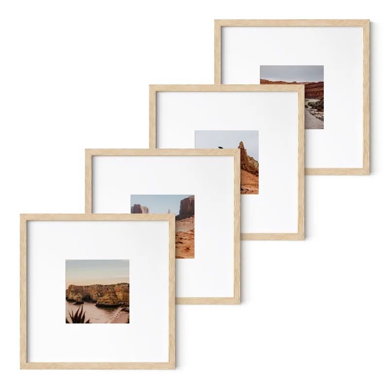 Natural Oak 10x10 Square Wall and Tabletop Picture Frames Set