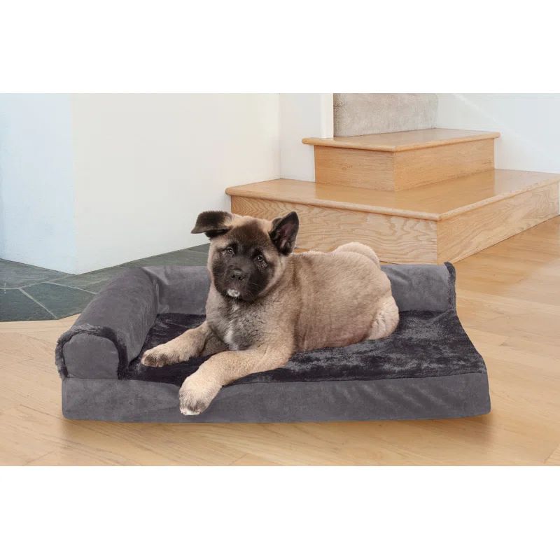 Medium Platinum Gray Orthopedic Foam Pet Chaise Lounge