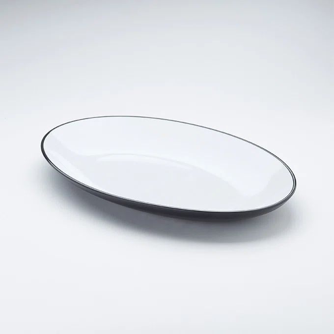 Black and White Oval Melamine Serving Platter, 18"