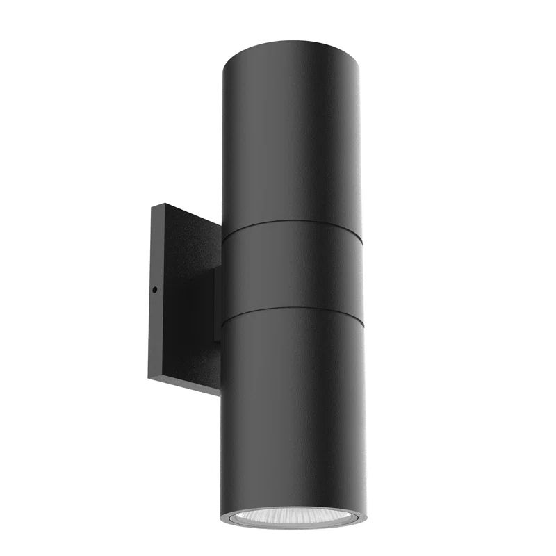 Lund 12'' Black Aluminum Cylinder LED Wall Light