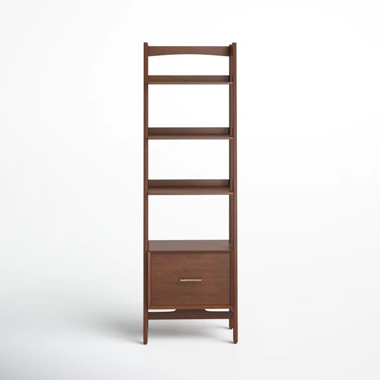 Landon Mid-Century Mahogany Narrow Etagere Bookcase
