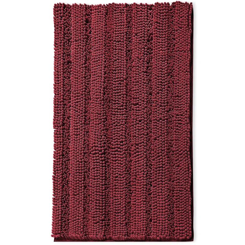 Clara Red Microfiber Chenille Plush Bath Rug