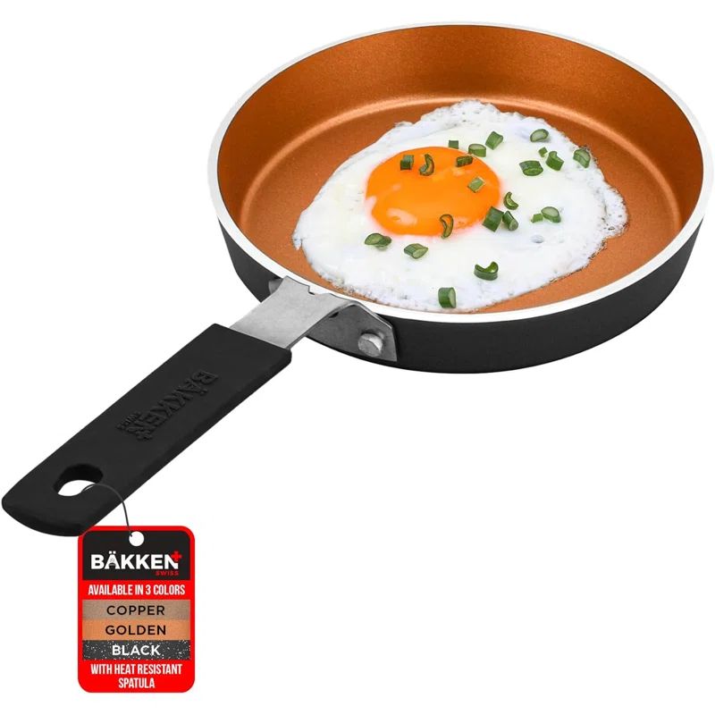 Copper Non-Stick Mini Frying Pan Set with Plastic Handle