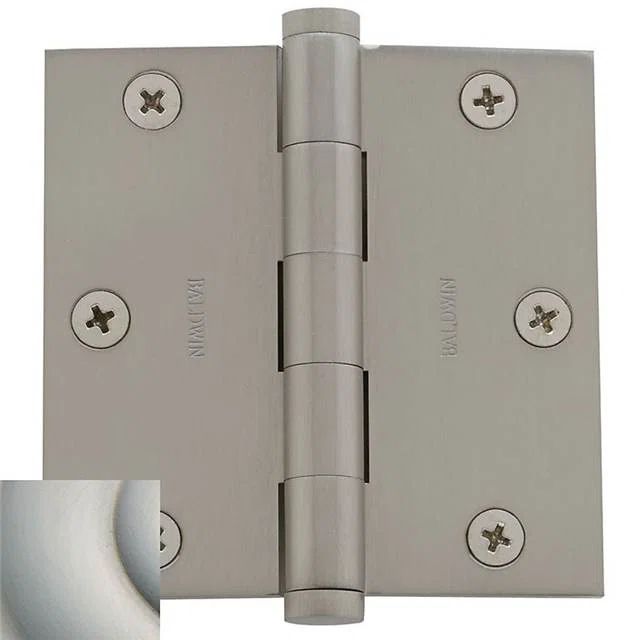 Satin Nickel 3.5" Square Corner Residential Door Hinge