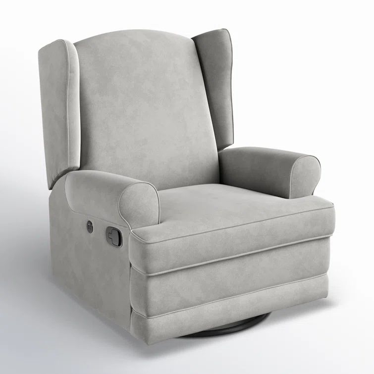 Serenity Wingback Steel Gray Swivel Recliner with USB Port