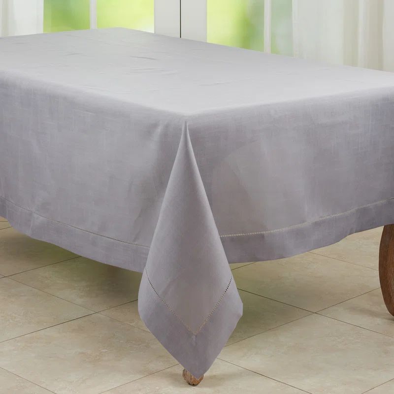Slate Hemstitched Border Rectangular Fabric Tablecloth, 70" x 160"