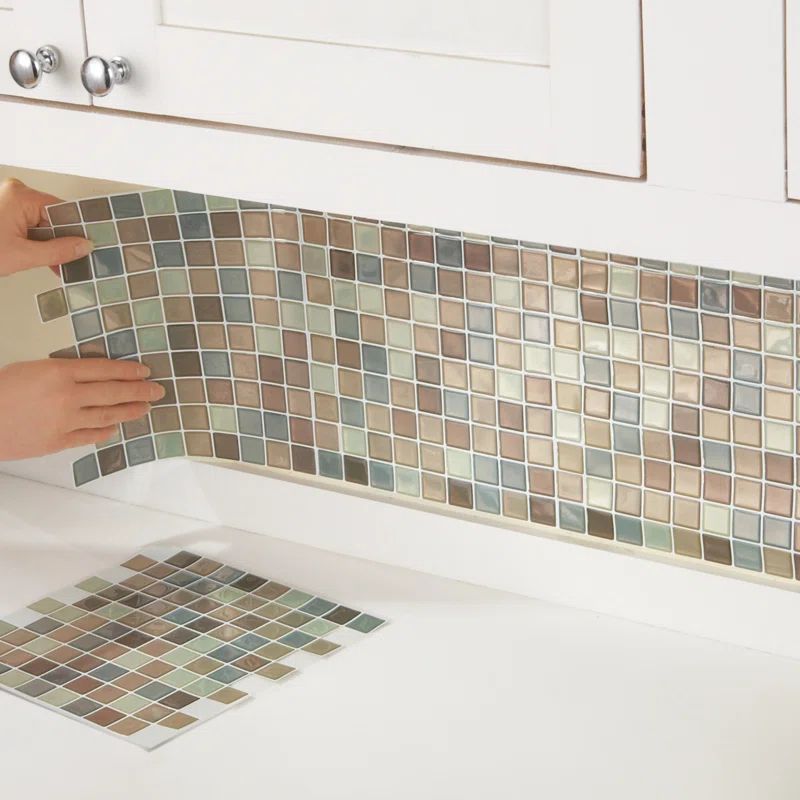 Multi-Colored Adhesive Mosaic Backsplash Tiles Set for Kitchen and Bathroom