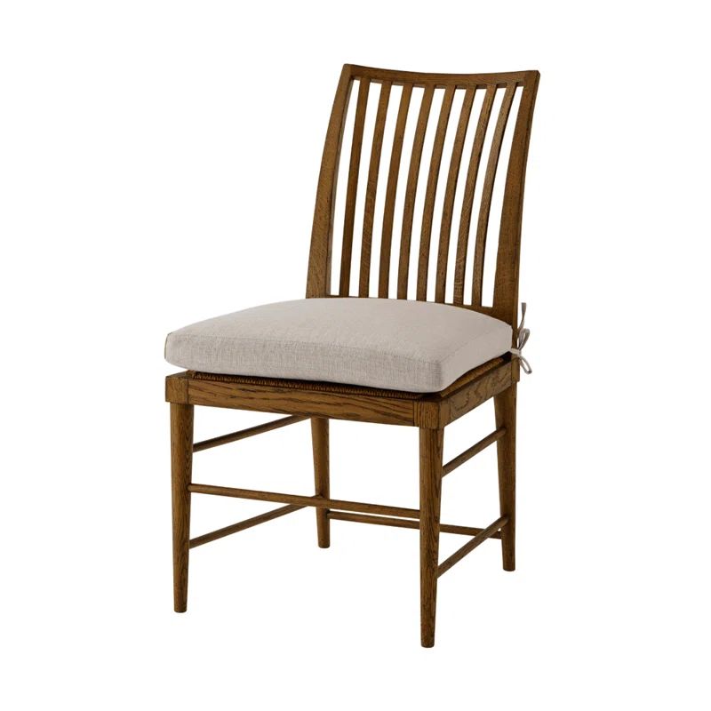 Dusk Oak and Linen Cane Slat-Back Side Chair