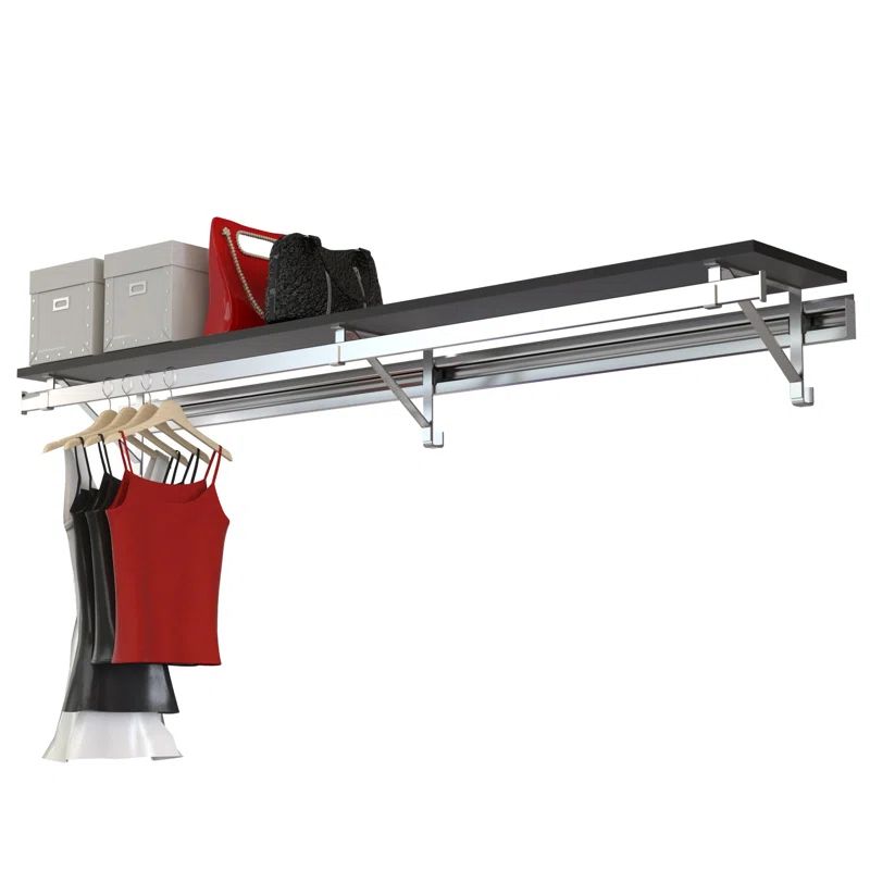 Espresso Woodgrain Single Shelf Hang Closet System with Steel Rod