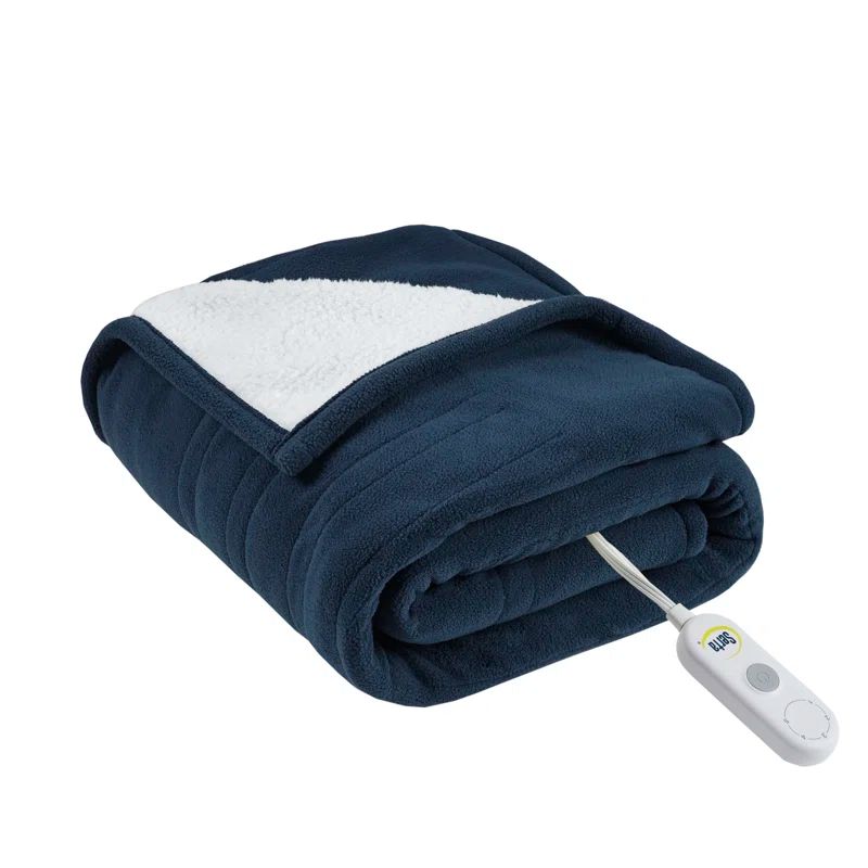Brown Fleece Sherpa Reversible Electric Heated Throw