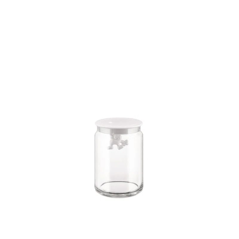 Medium White Glass Jar with Quirky Lid Design