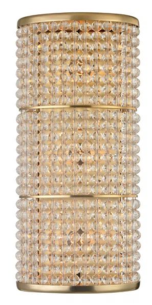 Sherrill Aged Brass Cylinder Sconce with Warm Glow