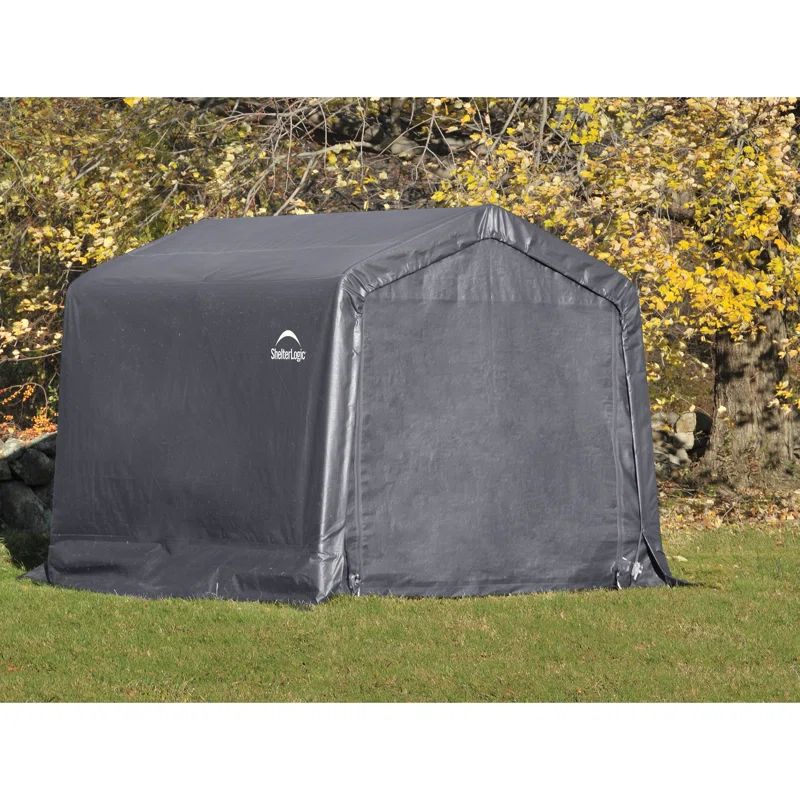 Gray 10x10 Peak Style Storage Shed with Steel Frame