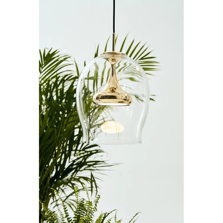 Elegant Moai Brass LED Pendant Light with Glass Shade