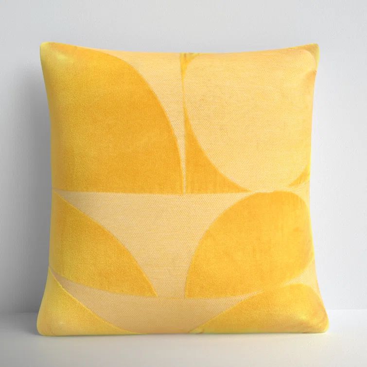 Yellow Embroidered Cotton Square Throw Pillow Set