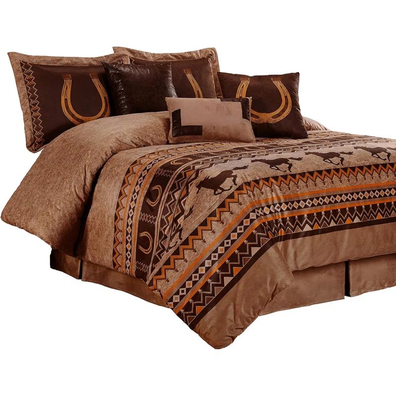 Extra Wide King Russet Brown Microsuede Comforter Set