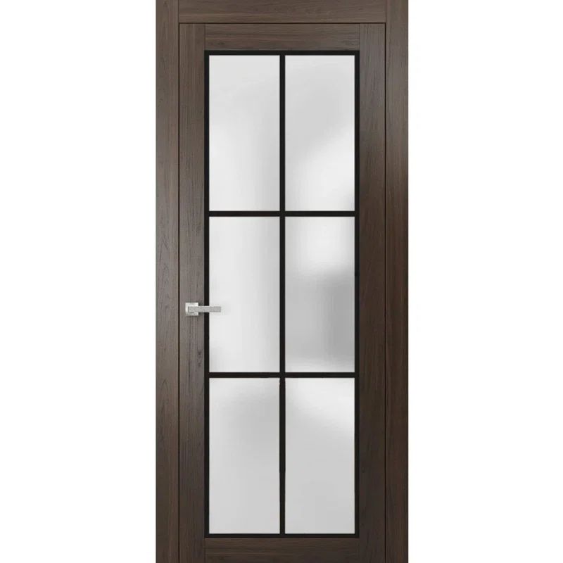 Chocolate Ash Frosted Glass 96" x 42" Solid Pine Interior Door