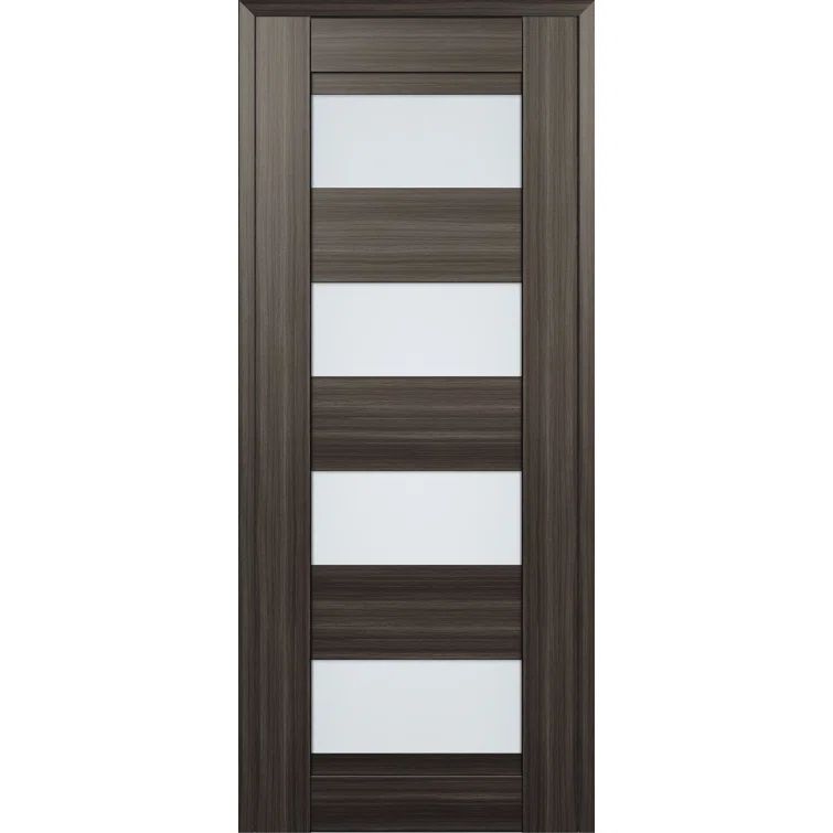 Gray Oak Solid Pine Door with Frosted Glass Panels