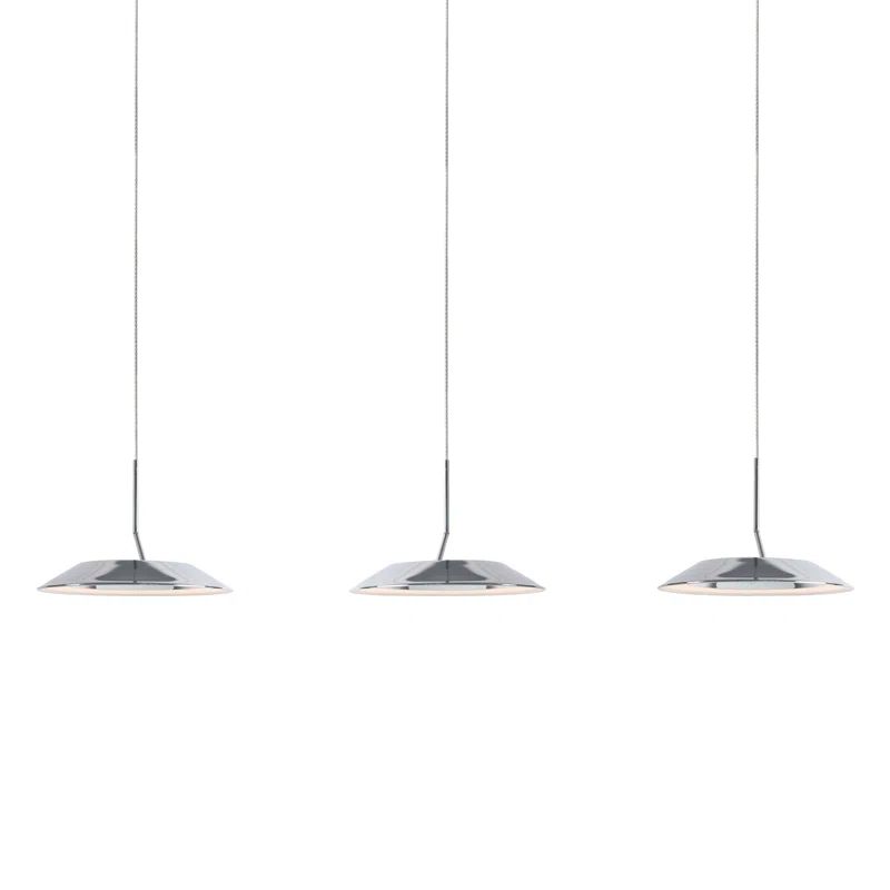 Royyo Sleek Modern 3-Light LED Linear Pendant in Chrome and Matte White