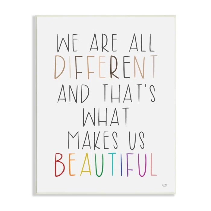 Different Is Beautiful Inspirational Wood Wall Art, 13 x 19