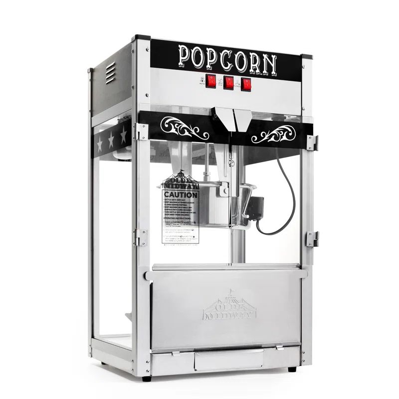 Olde Midway Black 12-Ounce Retro Popcorn Machine