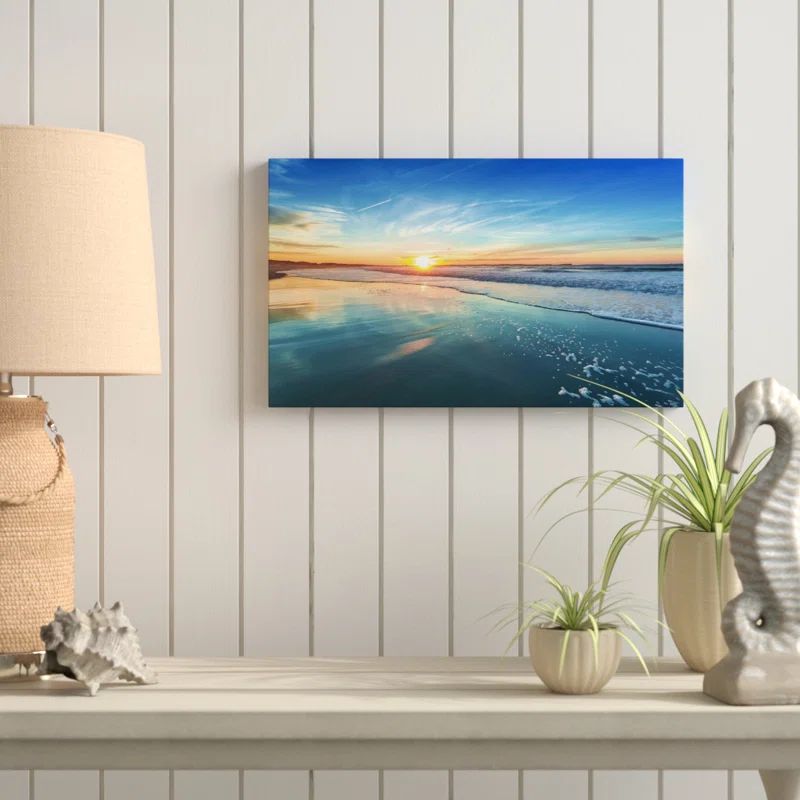 Blue Seashore Sunset Canvas Print, 12" x 20"