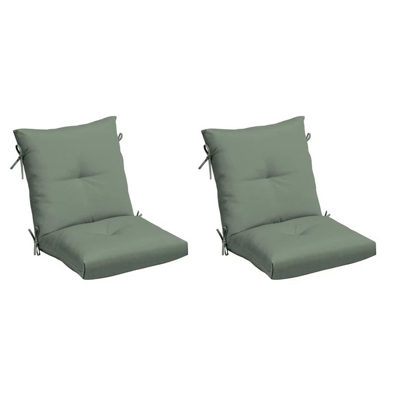 Sage Green Eco-Friendly Bamboo Viscose Dining Chair Cushions, Set of 2