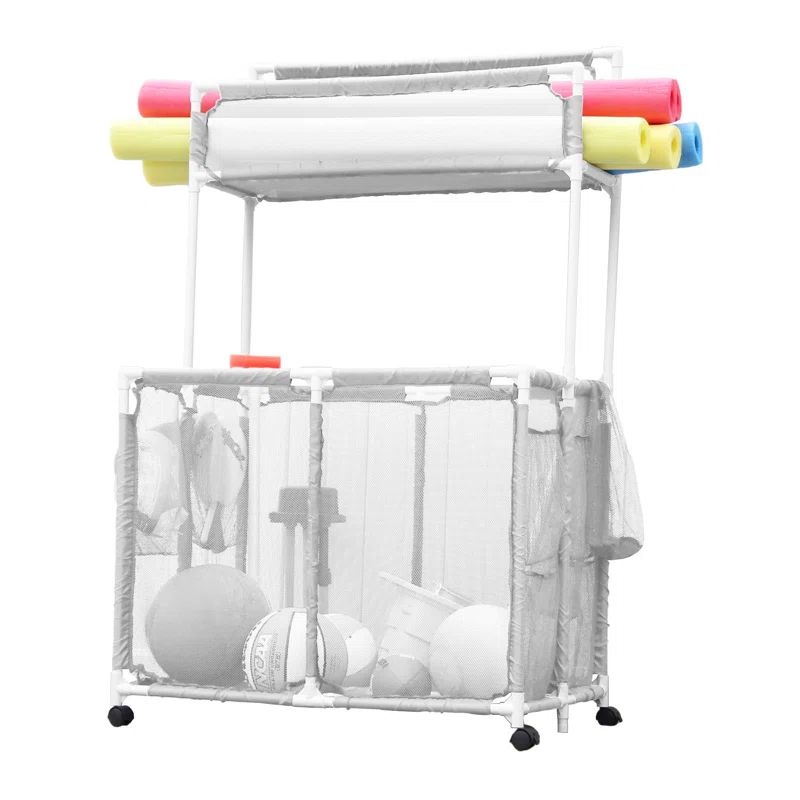 White Weather Resistant PVC Pool Storage Organizer with Mesh