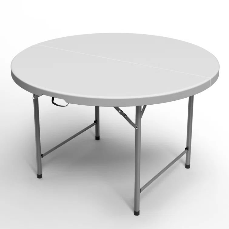 Gray 4FT Round Folding Plastic Table with Handle
