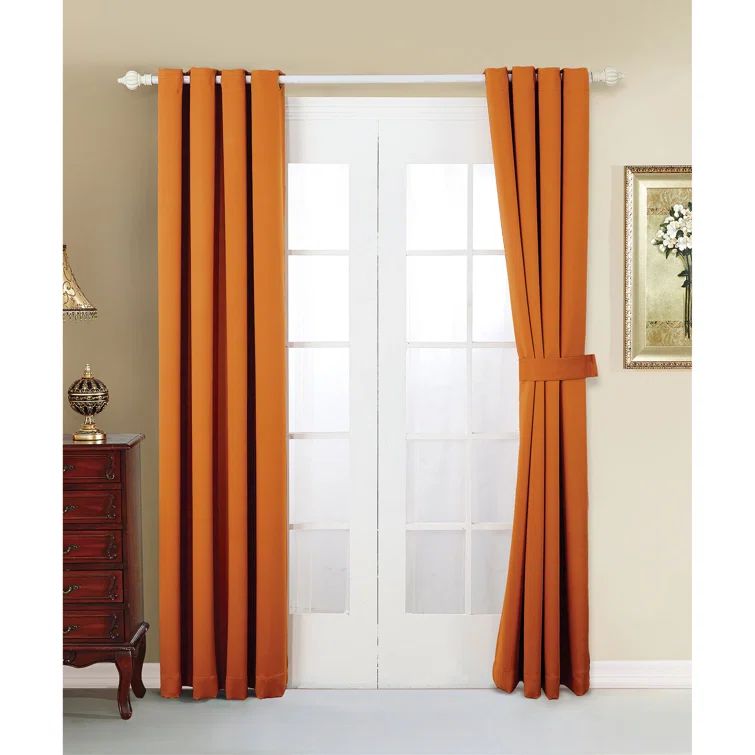 Burnt Orange Blackout Polyester Grommet Window Panel Set