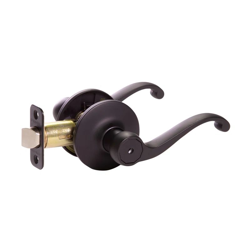 Matte Black Curved Privacy Bed/Bath Door Lever