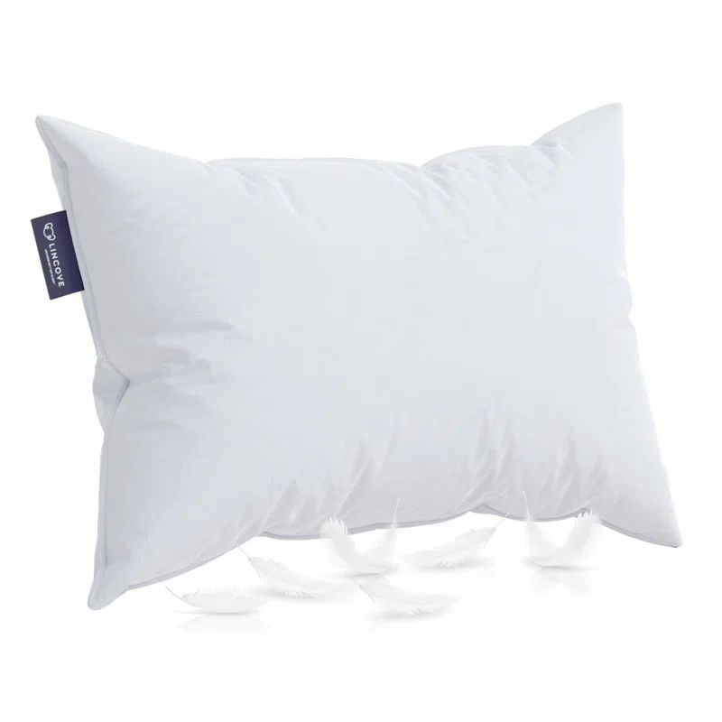 Lincove Standard White Cotton Down Feather Pillows, Set of 2
