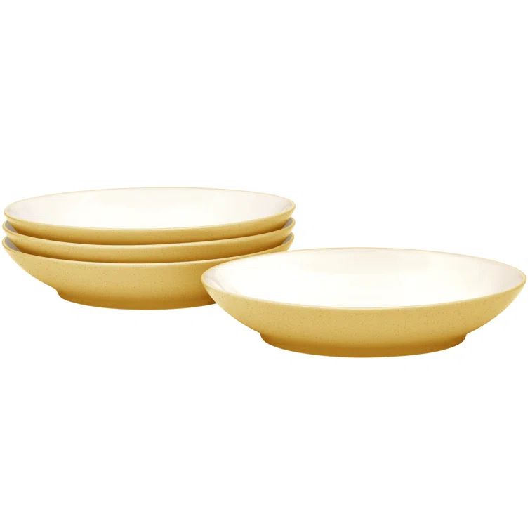 Mustard Ceramic Coupe Pasta Bowls Set of 4