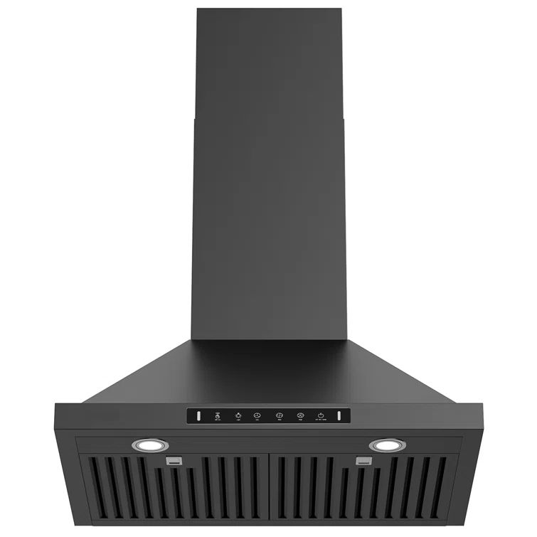 36" Black Stainless Steel Convertible Wall Mount Range Hood